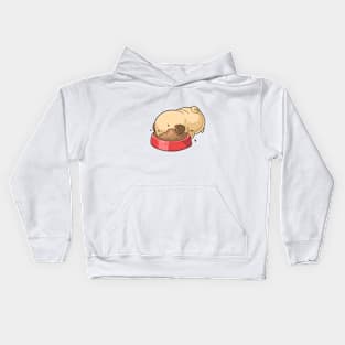 Kawaii pug dog eating Kids Hoodie